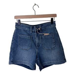 FAHERTY Stretch Terry Patch Pocket Short Riverton Blue Size 26 NWT